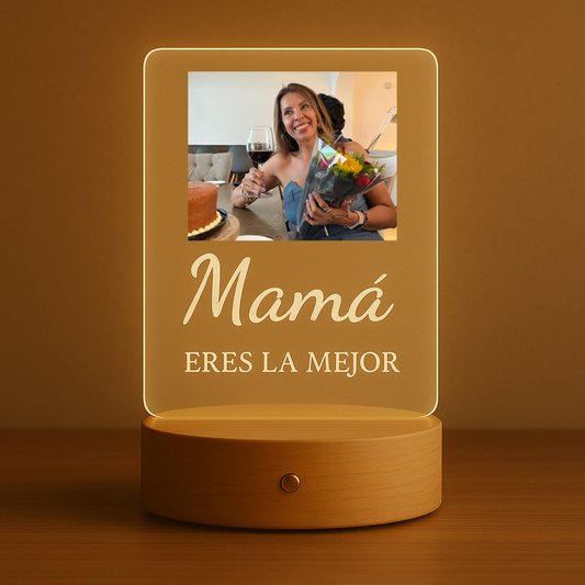 Lámpara Mamá con foto + texto